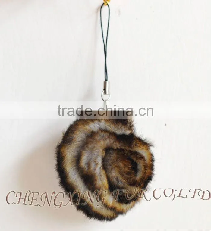 CX-P-22 Wholesale Fashion Chain Rex Fur Flower Mobile Phone Charm