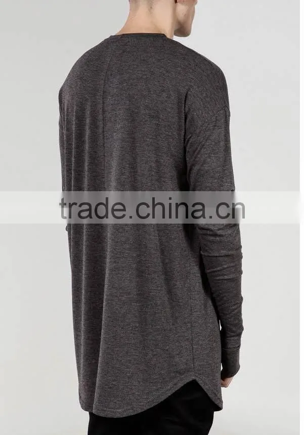 2016 summer Long sleeve t shirt Extended t shirt Sport Hip hop Oversized t shirt Streetwear Loose tee shirt