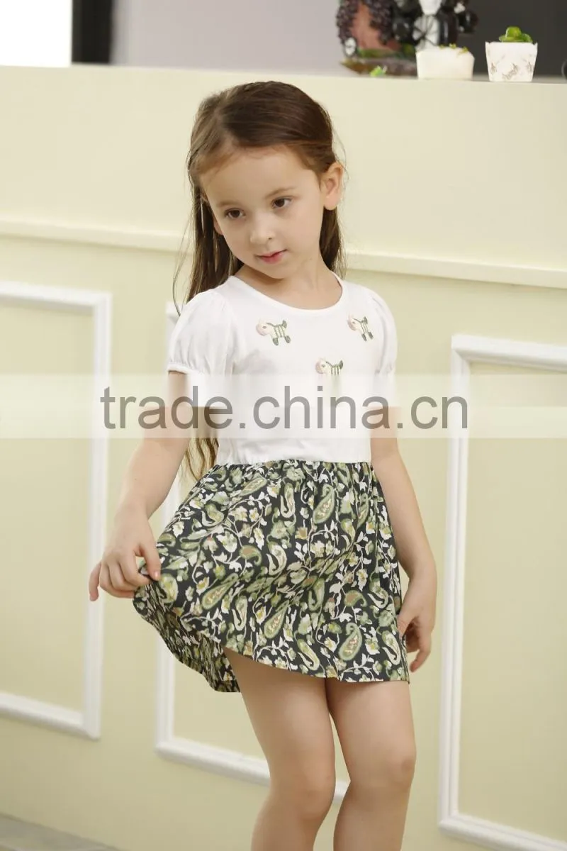 Casual design short sleeve girls summer dress