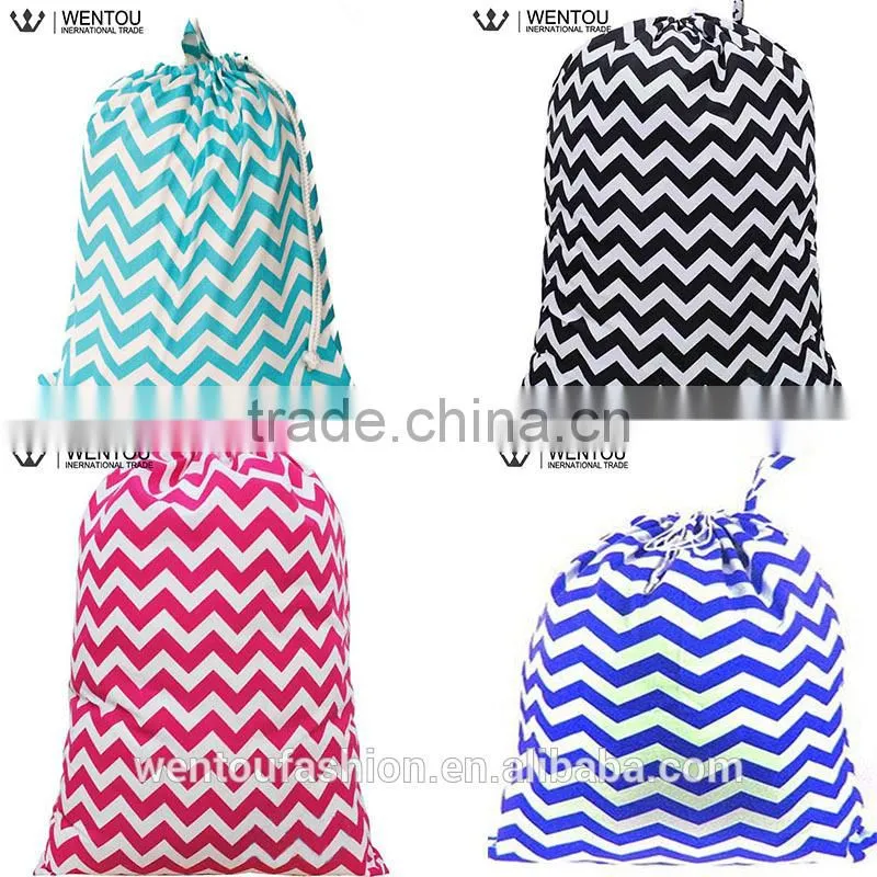 Newest Monogram Chevron Polka Dot Cotton Laundry Bag