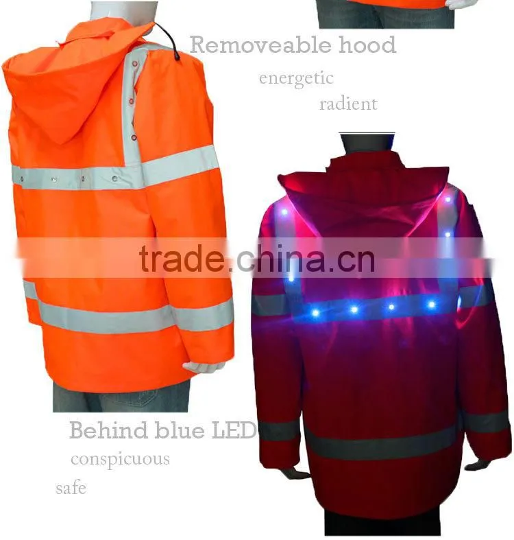 led safety reflective red jacket security uniform