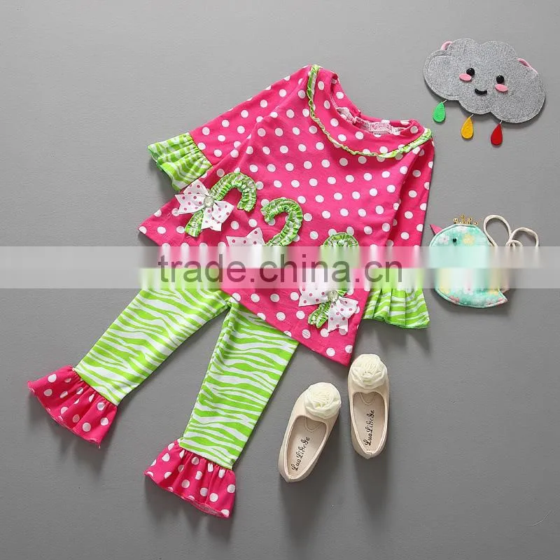 Wholesale New Arrival Christmas Baby Girls Ruffle Boutique Outfit