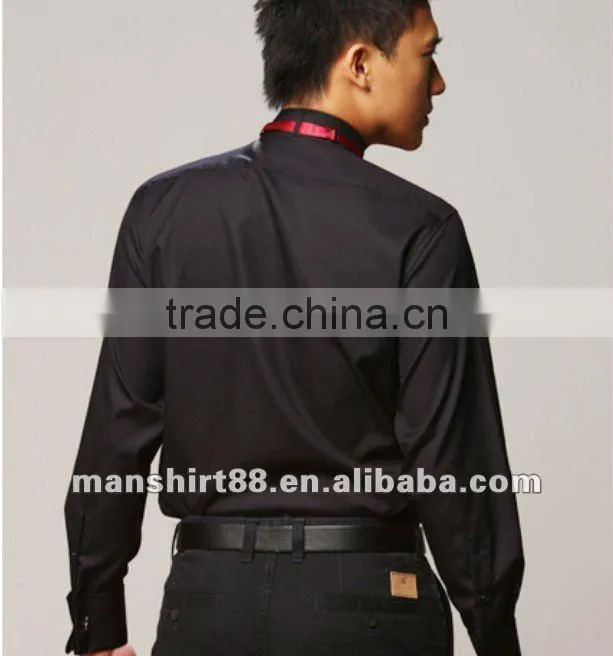 men's latest slim fit wing-tip collar tuxedo shirt with french cuff cufflinks