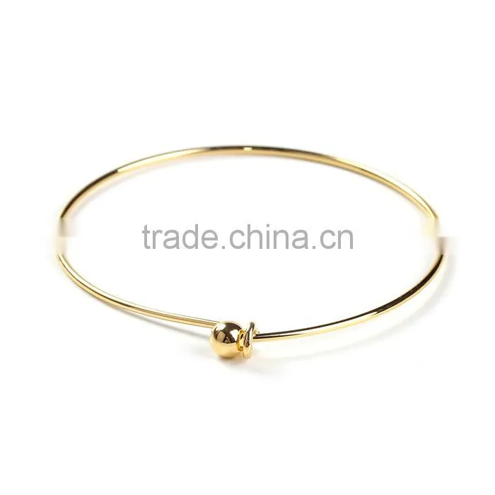 Copper Expandable Bangles Bracelets Round Single Bar Gold Plated