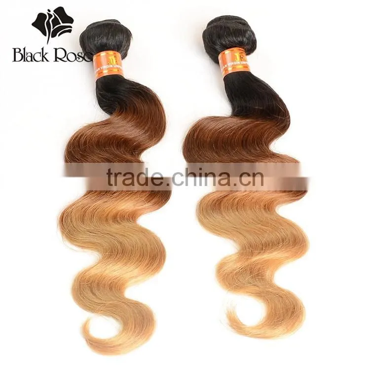 1b/4/27# Body Wave Virgin Brazilian Brown Hair with Blonde Highlights