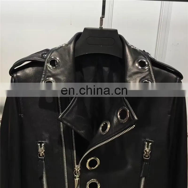 Custom Design Women Black Leather Jacket Custom Made Leather Jacket