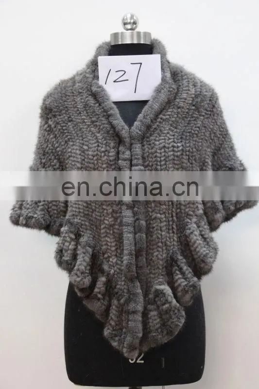 knitted mink fur cloak cape for ladies