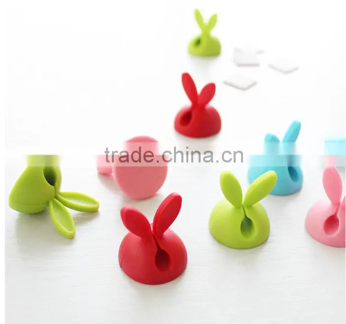 2016 Hot sale Rabbit Ear Silicon Cable Organizer For Office Computer Winder Management Wire Storage Device USB Holder