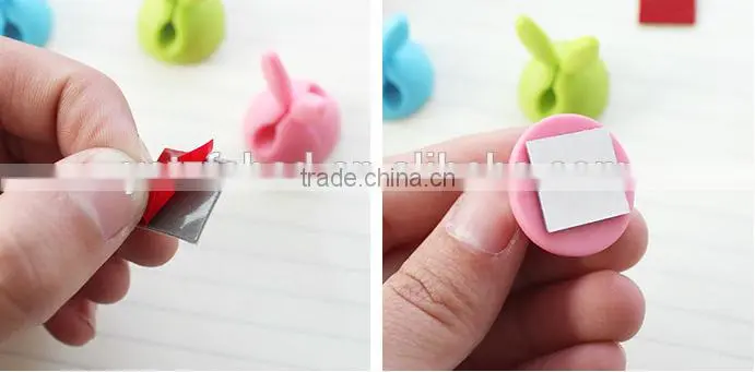 2016 Hot sale Rabbit Ear Silicon Cable Organizer For Office Computer Winder Management Wire Storage Device USB Holder