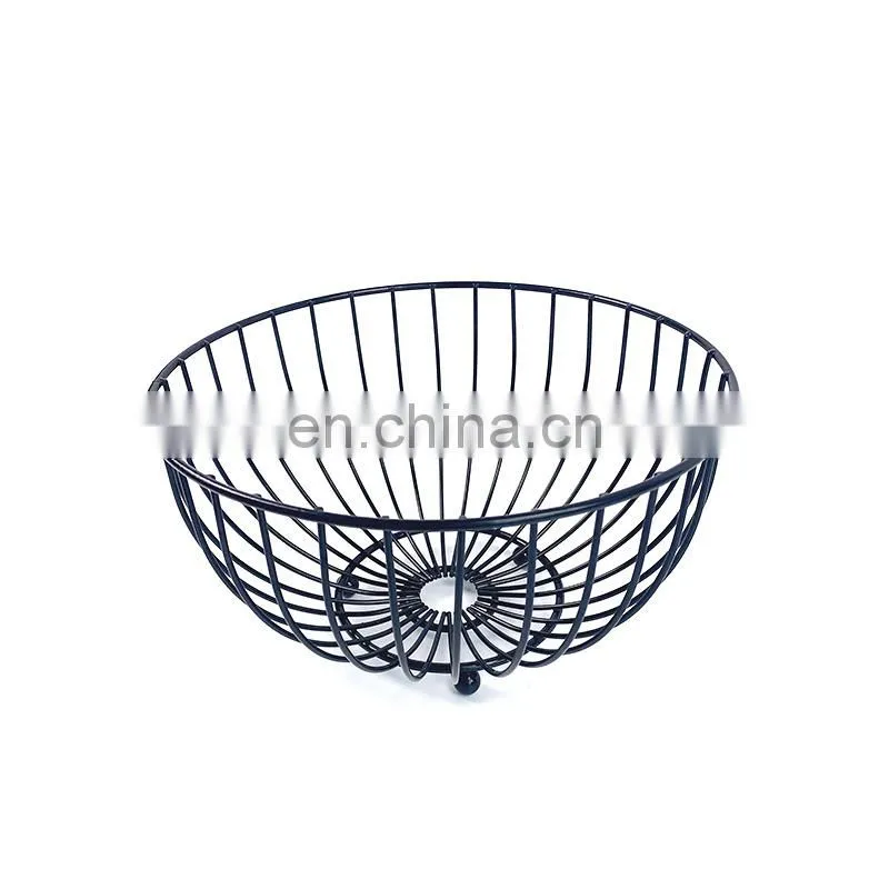 Kitchen Home Storage Egg Organizer Round Bread Fruit Bowl Stand Rack Mesh Metal Wire Basket