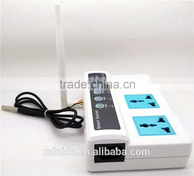 2200W 10A QUADBAND SMS/CALL Remote Controlled GSM Power Socket with 3 Outlets Which Also Supports Temperature Control