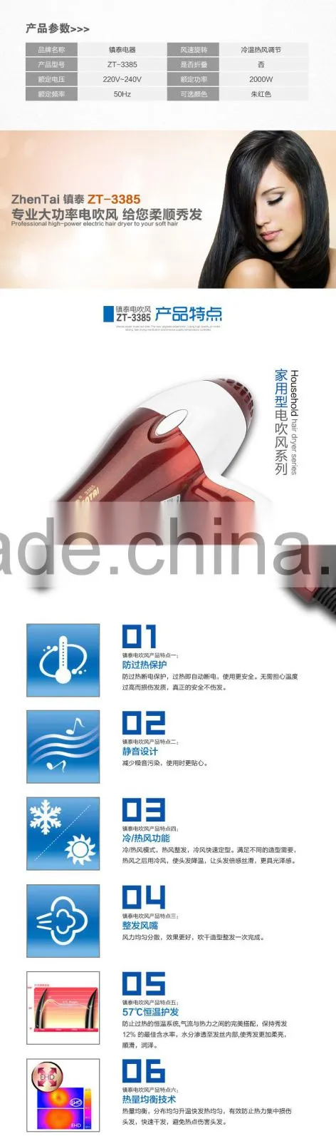 Hotel Electrical Hair Dryer 110V 240V Hair Salon Equipment