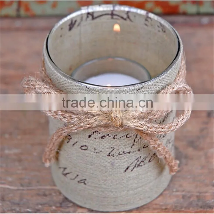 Votive Holder Cups Burlap /Burlap Mason Jar Vase / Glass Bowl For Bar