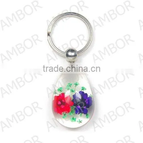 wholesale real flower and insect keychain promotional