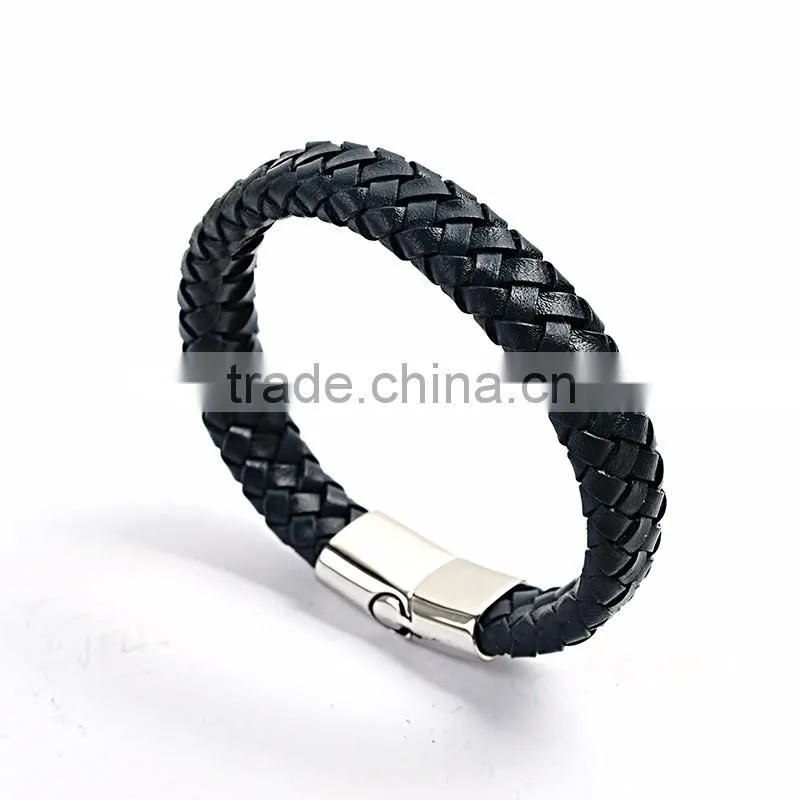 stainless steel jewelry bangles bracelets genuine leather skull bracelet mens bracelets