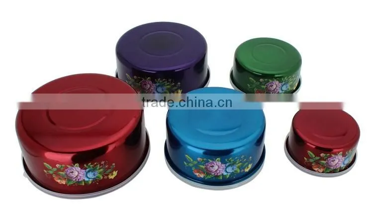 Factory Indan kitcheware colorful stainless steel food containers set with lid