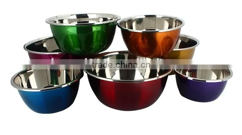 stainless steel metal colored soup bowl/ dinner food basin/ mixing bowl set