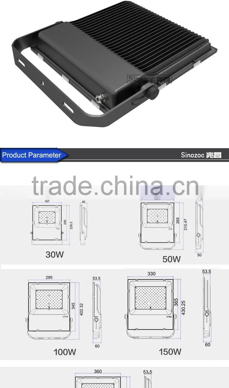 Sinozoc 2016 new hot sale led flood light 30w 50w 100w 150w 200w led flood light