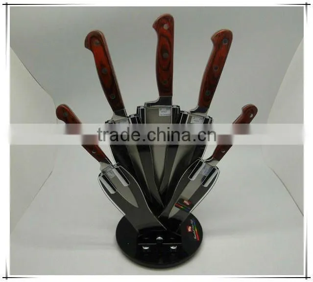 8pcs stainless steel color wood handle good quality kitchen knife