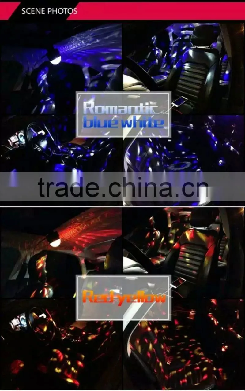 USB Connector rgb atmosphere light led car DJ light music control voice control