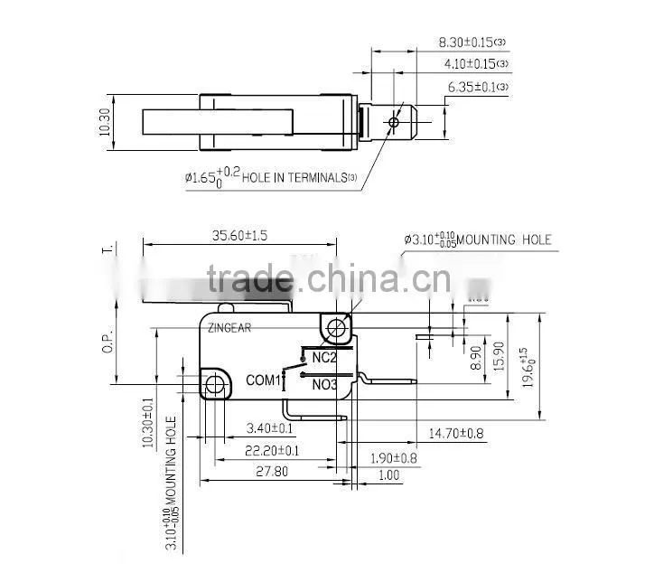 Huizhou kw3 oz Micro Sensor and Switch with Lever(UL/CUL/ENEC/RoHS/Reach Approval)