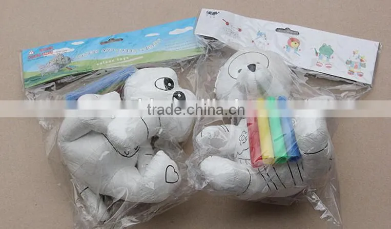 8" tyvek educational DIY drawing toy for kids/Bear Plush Toy with 4pcs markers-DIY Drawing Toy