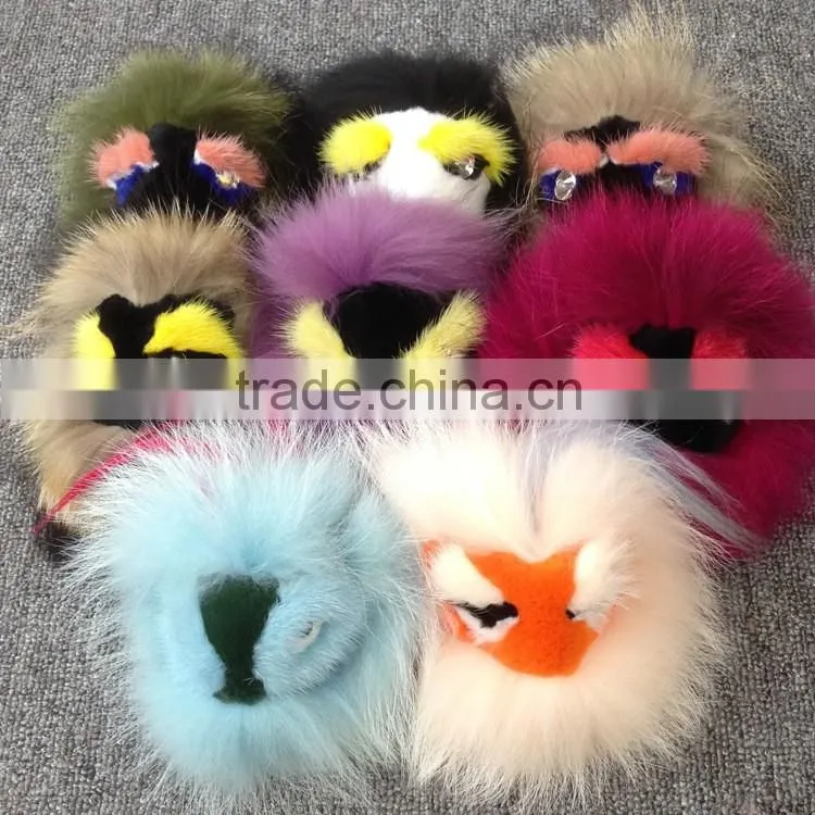 New Arrival Bag Phone Carkey Ornaments Monster Style Real Racoon Fur Leather Key Rings