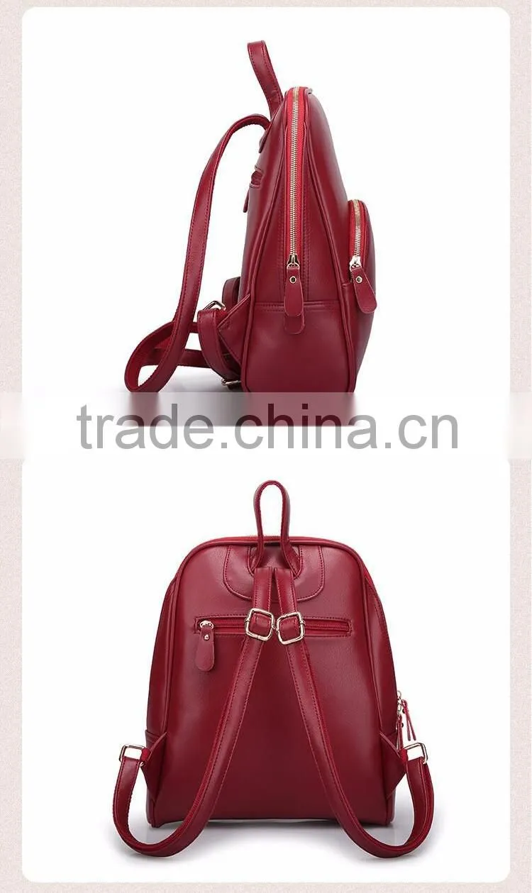 PU leather new fashion backpack multi candy pure colors shoulder bag