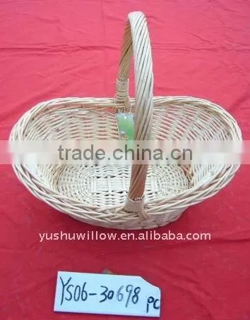 brown rectangular willow basket with handle for sale