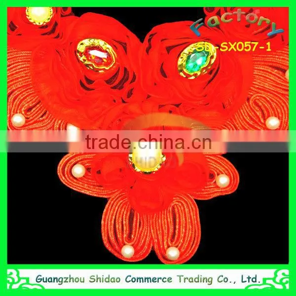 Wholesale custom handmade fabric embroidered chiffon flower lace collar for ladies garment decoration