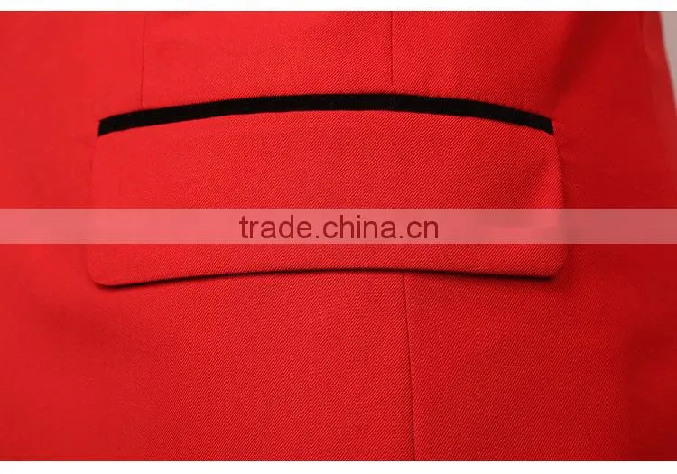 2016 latest design Slim Fit Mens Suit red weeding suit for men