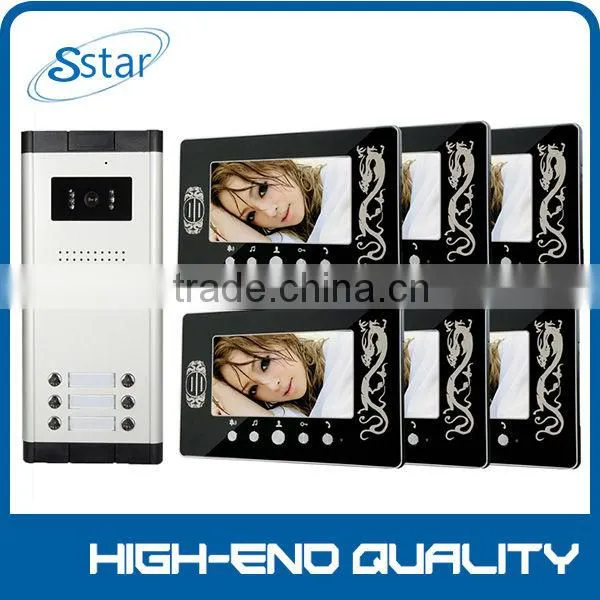 Apartment Wired Video Door Phone Entry 6 Unit & 7" TFT LCD Indoor Monitor & Video Intercom System XSL-V7C-520