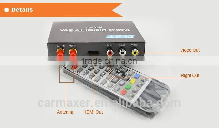 Fashion car dvb-t box car portable mobile h 265 set top box