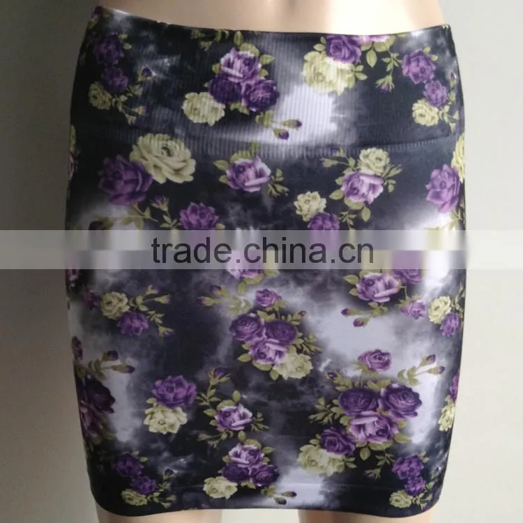 Seamless Printed Mature Women Short Skirt