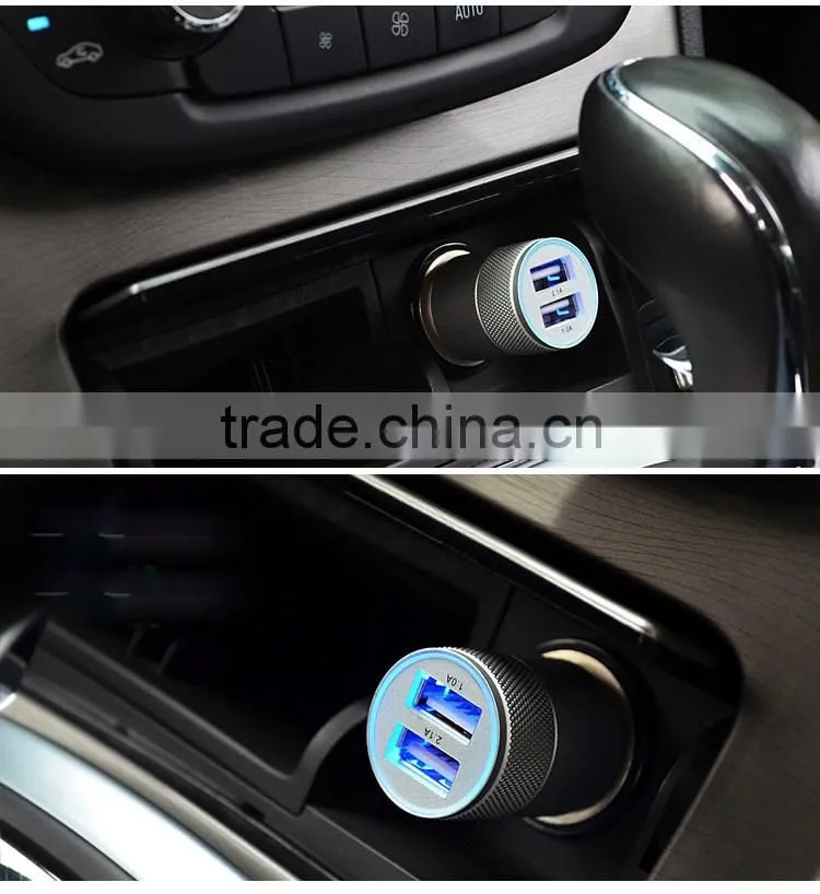 5V2.4A universal lipstick metal usb portable car mobile charger