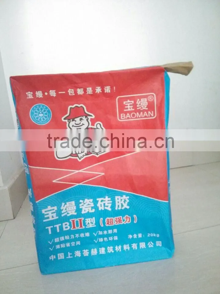 kraft paper bag with valve for tile glue packing 20kg