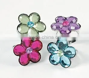 Custom made plasitc Colorful Rhinestone ring