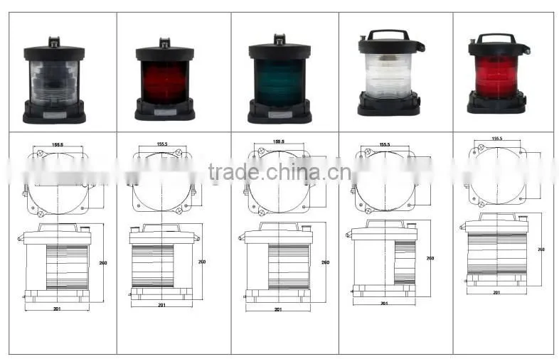 360 degree Single red Waterproof yacht boat stern side led marine Navigation Light