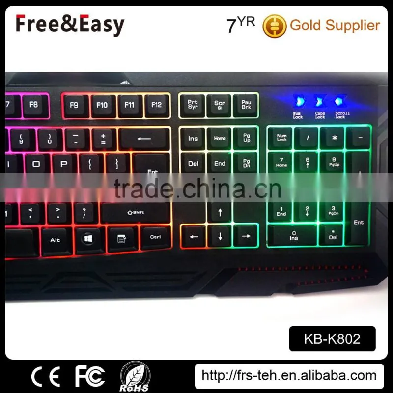 Wholesale seven color backlit gaming wired keyboard for desktop/ laptop