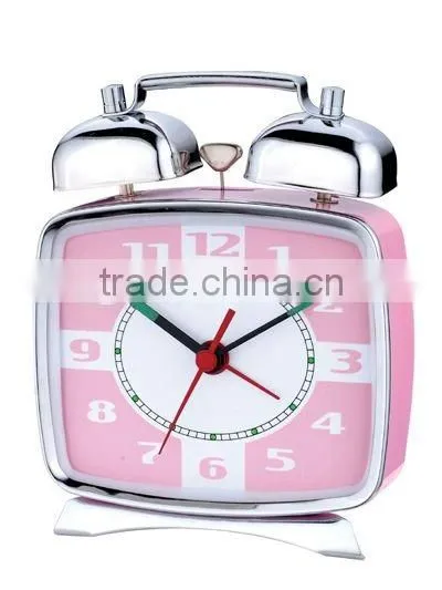 Square metal mechanical alarm clock, table clock