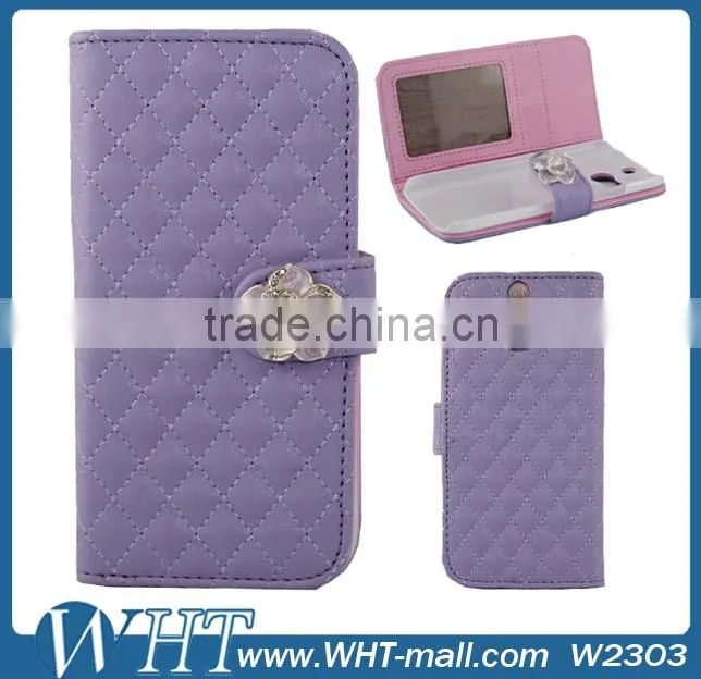 Factory Price Bling Bling Diamond Leather Cover for HTC One 2 M8, for HTC One 2 M8 Mobile Phone Case