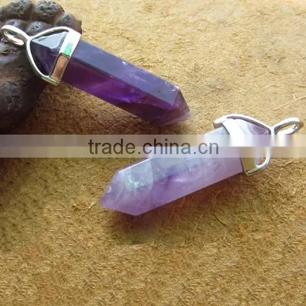 Natural Rhinestones Jewelry Pointed Crystal Hexagonal Pendant Necklaces Beads