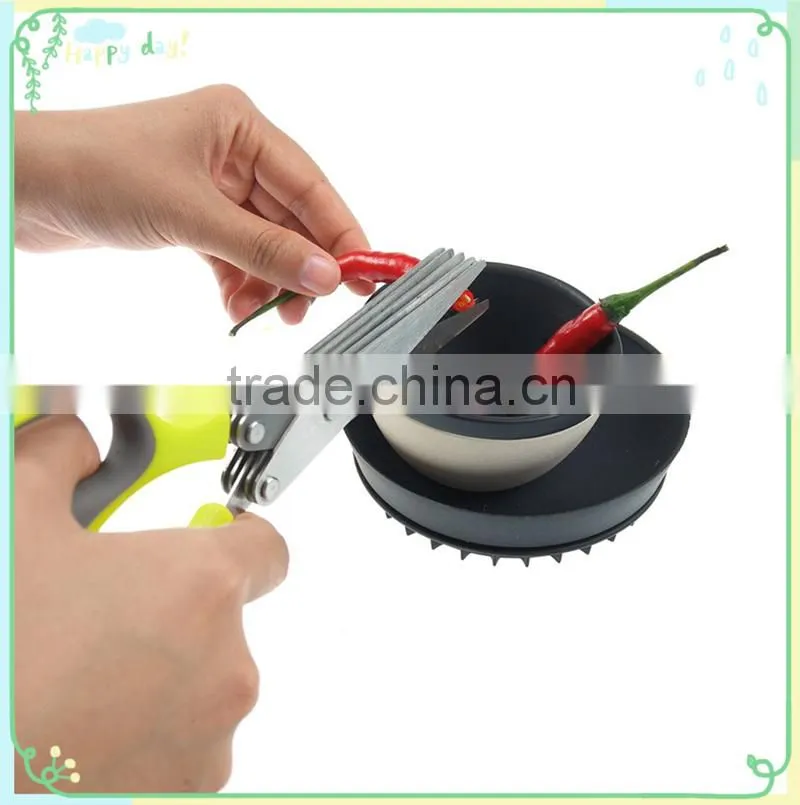 Chop Herbs with Anti-Slip Silicone Coated On The Handle Multi-Layer Herb Scissors