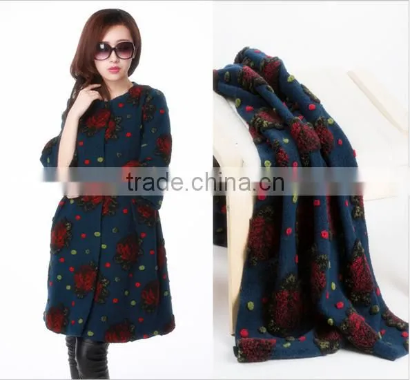 In stock selling jacquard wool fabric coat garment fabric