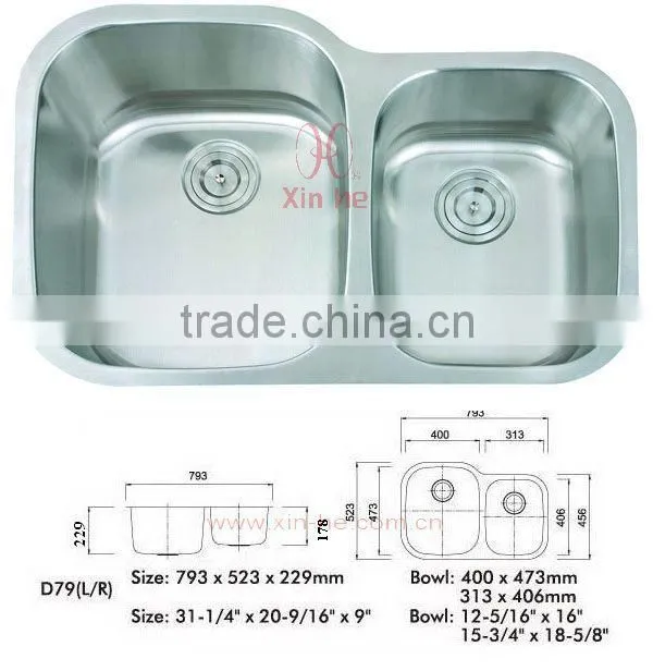 Guangdong Double Bowls Stainless Steel Deep Sink Tank