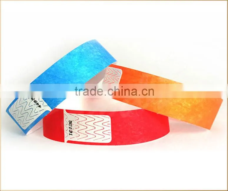 3/4" * 10 inch custom waterproof cheap tyvek paper wristbands