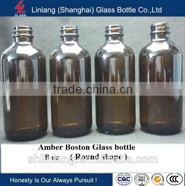 Amber glass bottle boston round 1oz