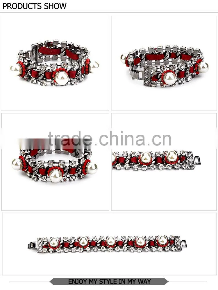 China cheap wholesale pearl rhinestone mosaic bracelet jewelry new design in 2016