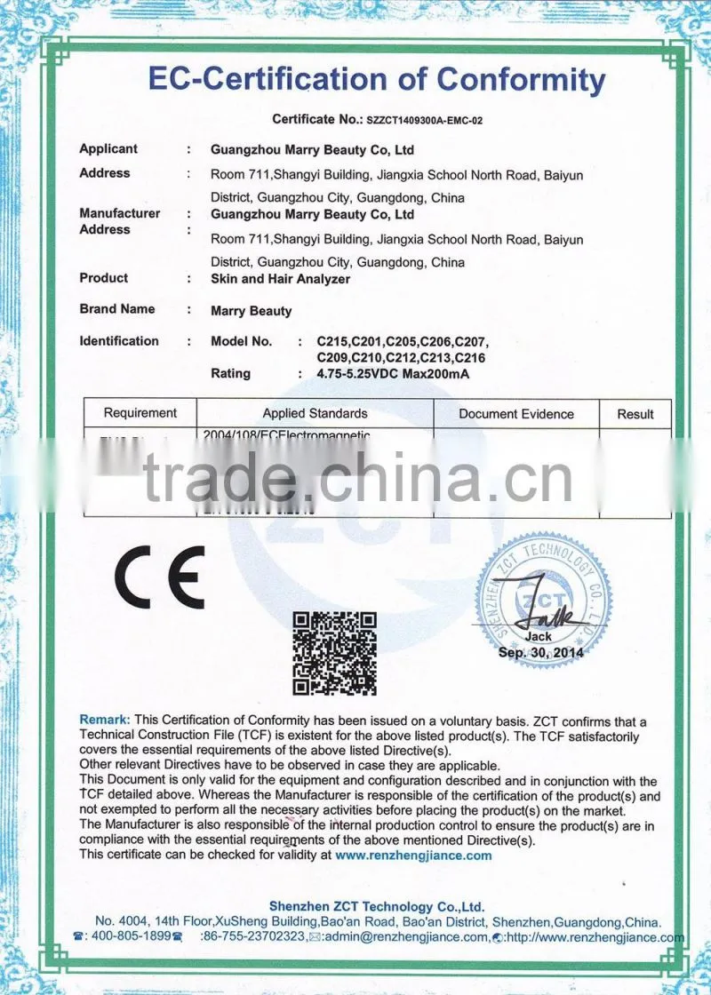 Medical Equipments Skin and Hair Analyser With CE Approved