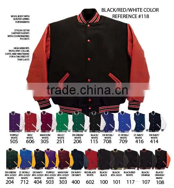 Custom Varsity Jacket / Wool Varsity Jackets / All Wool Black Varsity Letterman Jacket